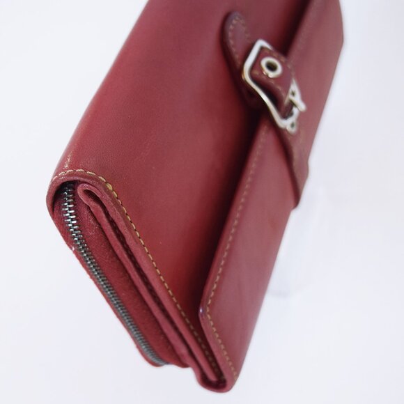 Coach Vintage Hamptons Red Leather Large Trifold Wallet with Buckle - Picture 8 of 15